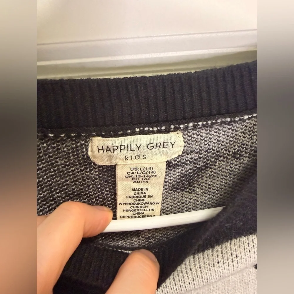 Youth Girls Happily Grey Crewneck Sweater